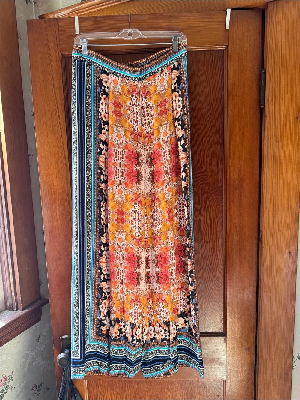 Ranna Gill Orange, Teal & Navy Wide Leg Palazzo Pants